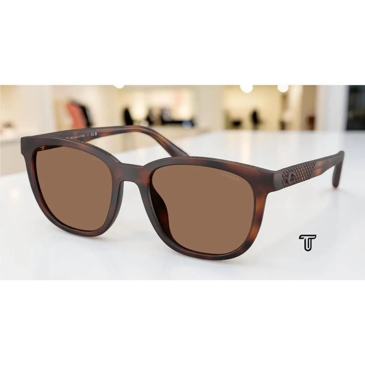 Coach HC8442U 512073 Cca00 Matte Dark Tortoise Brown Solid 54mm Men`s Sunglasses