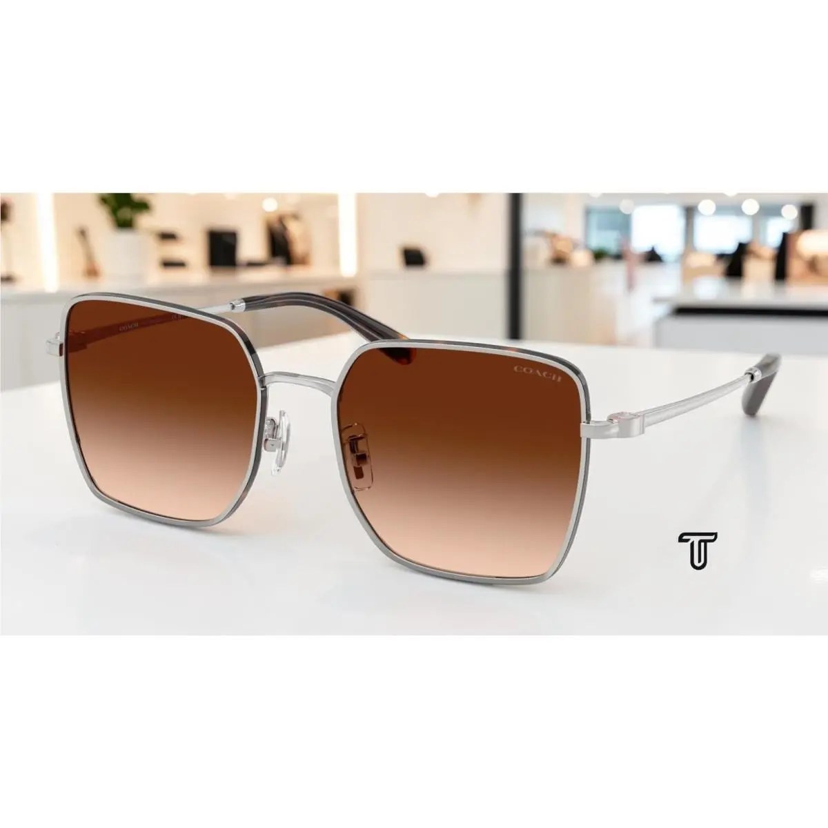 Coach HC7184D 94775M Cbz51 Silver Tortoise Brown Gradient 56mm Womens Sunglasses