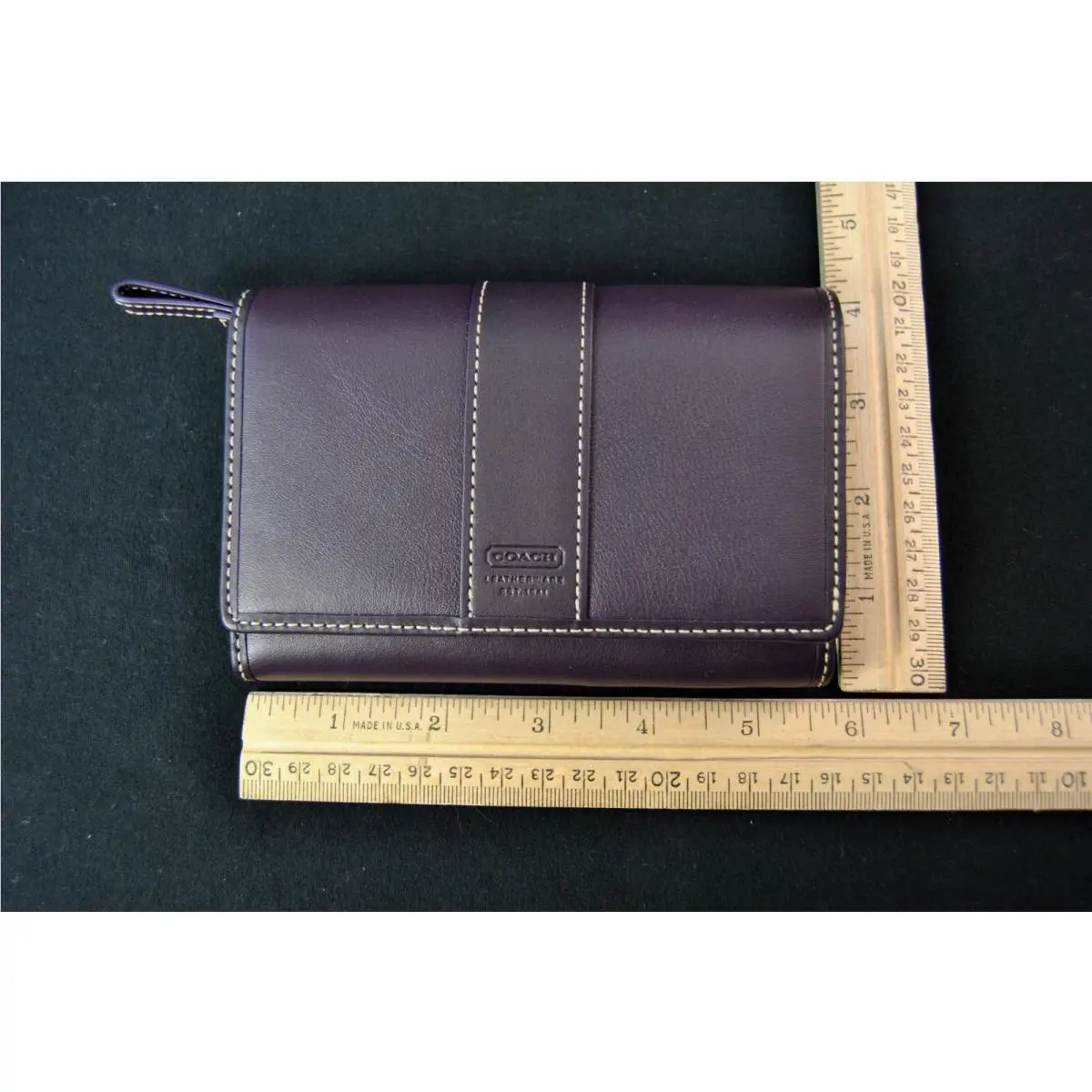 Vtg Coach Plum Purple Leather Wallet Card 10725K