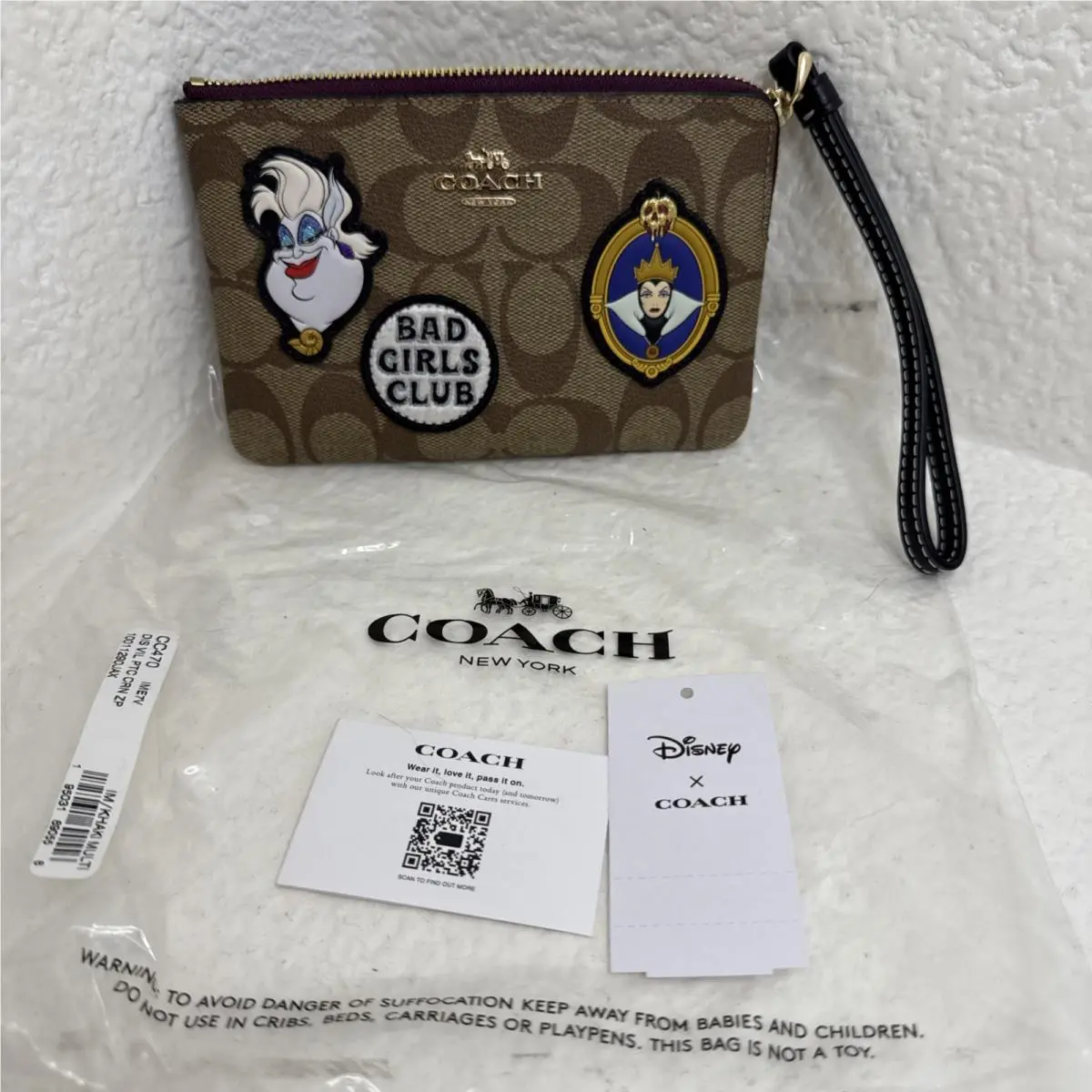 Coach Disney X Coach Corner Zip Wristlet In Signature Canvas Patches CC470