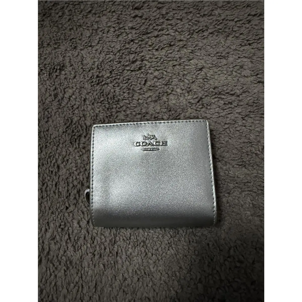 Women’s Coach Light Silver Pearlized Smooth Leather Snap Wallet CW792