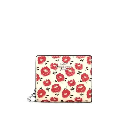 Coach CBO76 Snap Wallet with Floral Print Chalk / Black Multi