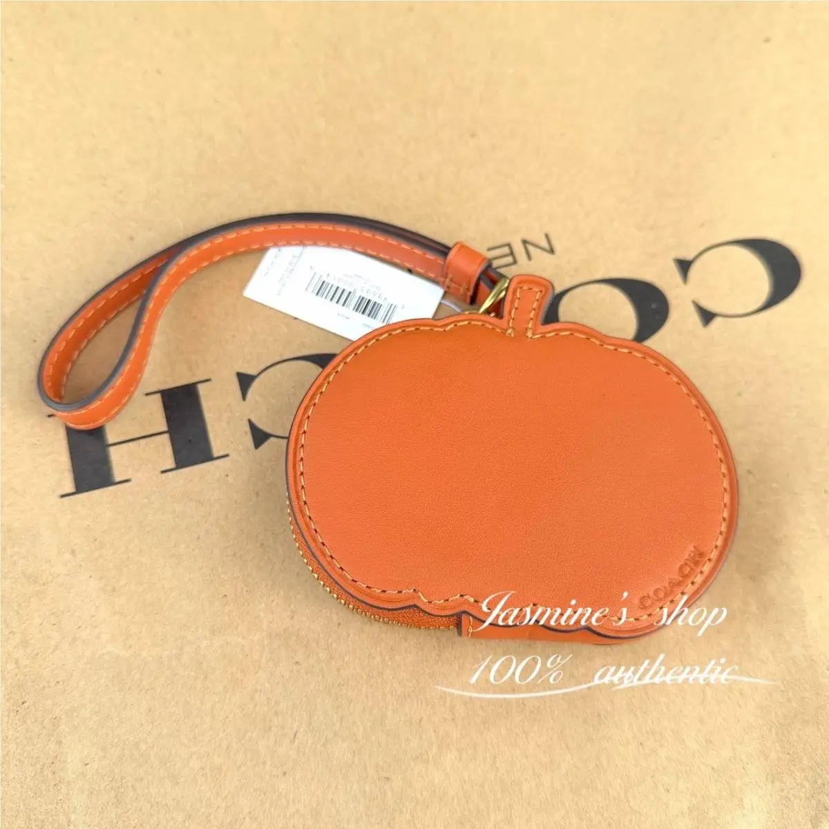 Coach Pumpkin Coin Case Pouch Wristlet Artificial Gold / Bright Canyon CCG22