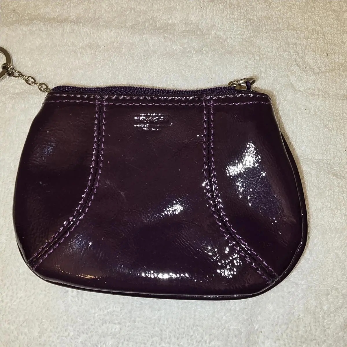 Coach Purplr Patent Leather Coin Purse Keychain F42050