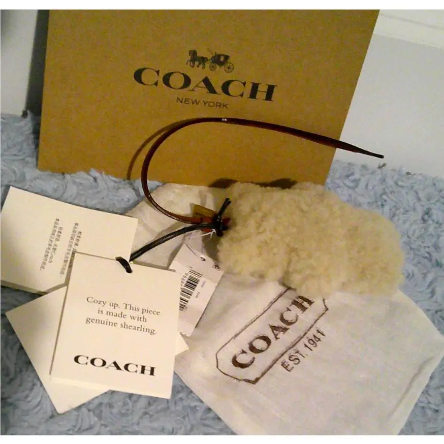 Coach Beige Shearling Mini Puffy Teddy Bear Bag Charm CDD52 DB