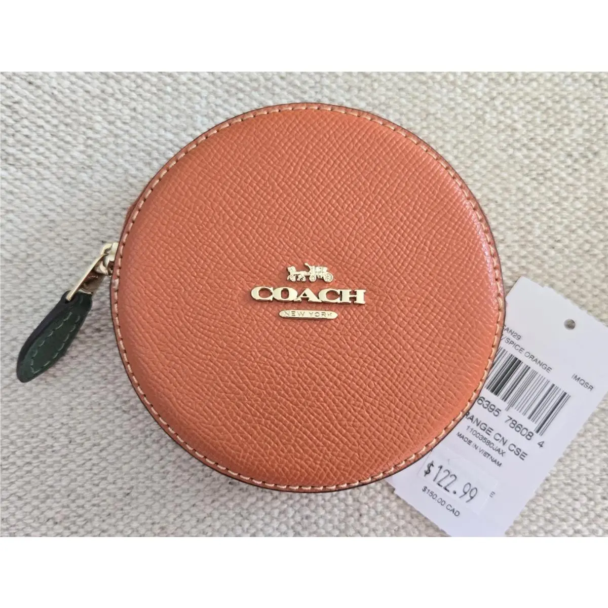 Coach Orange Coin Case Change Purse Spice Orange Leather CAN29