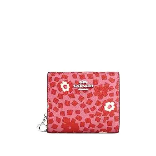 Coach CBO75 Snap Wallet with Floral Print Pink Multi