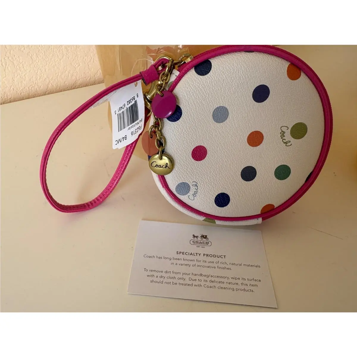 Coach Multi Polka Dot Novelty Coin Purse Round 62316