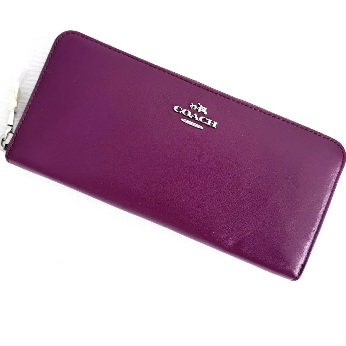 Coach Slim Accordion Zip Around Leather Wallet 53707 Plum Purple