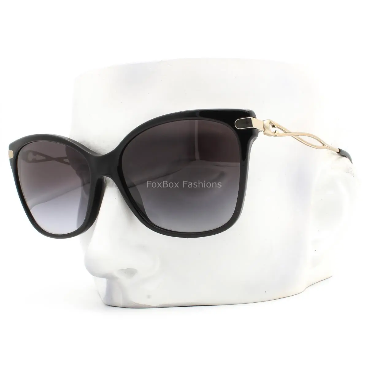 Coach Sunglasses HC 8316 50028G Polished Black Pale Gold Gray Gradient W/case