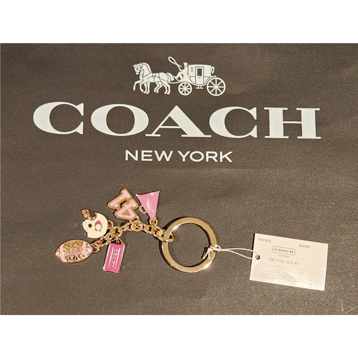 Coach Pink Girl Cheerleader Football Mix Key Chain Bag Charm