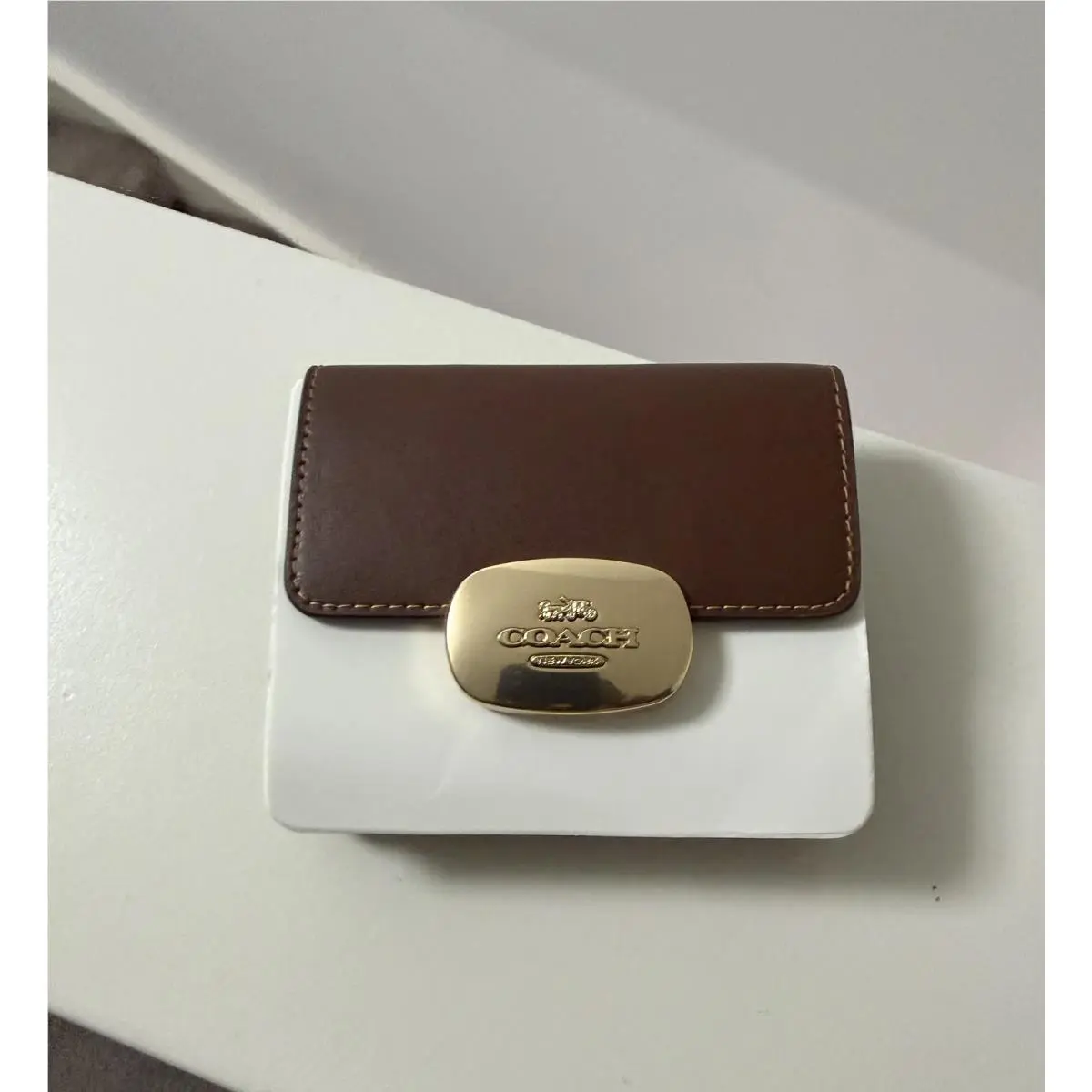 Coach Eliza Small Wallet In Signature Canvas CW801 Gold/tan/brown