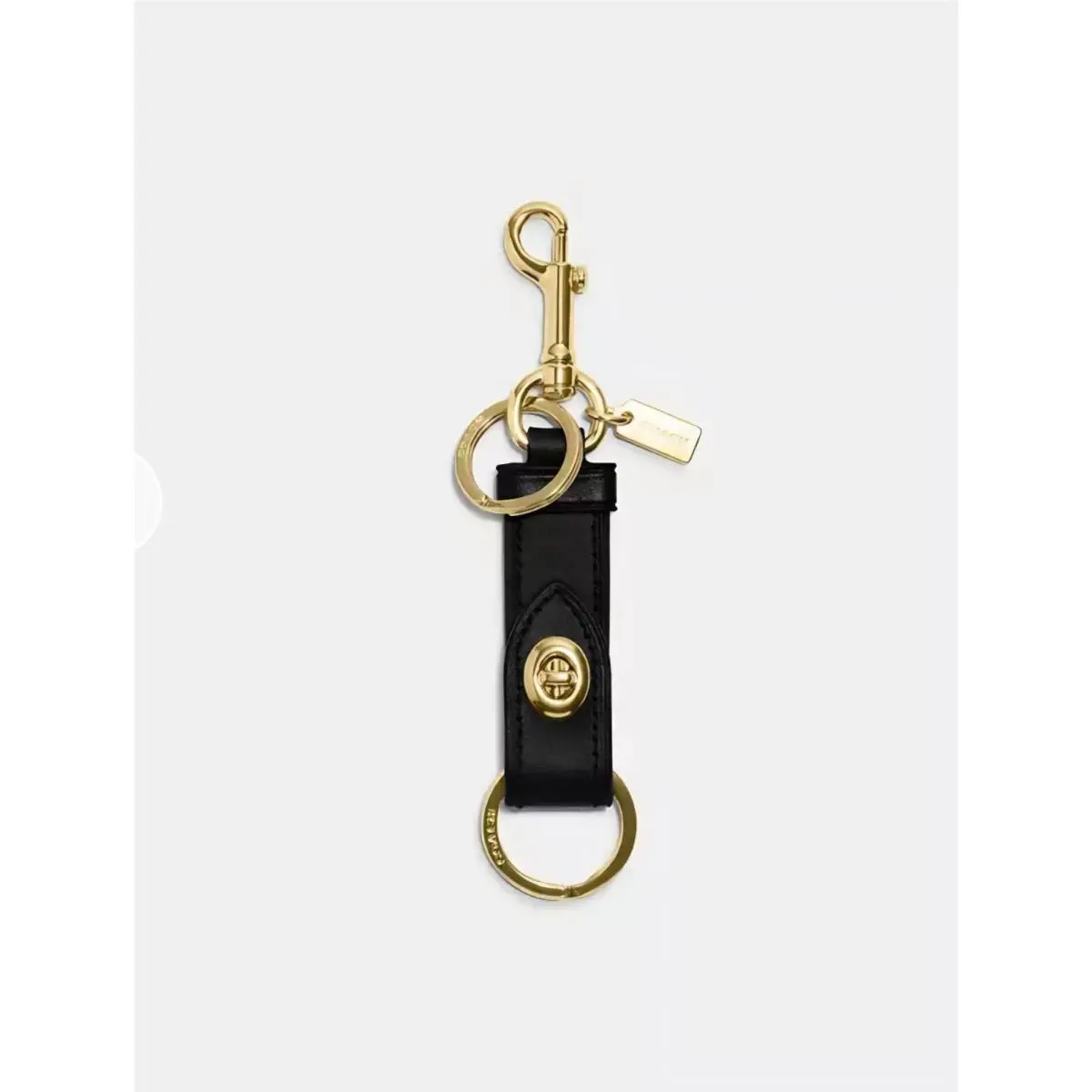 Coach Trigger Snap Bag Charm in Black Leather with Gold Hardware Style 39865