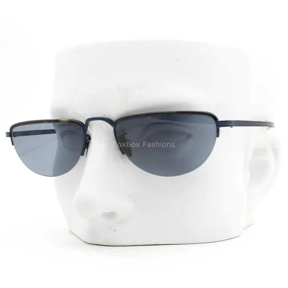 Giorgio Armani Half-rim Sunglasses Matte Havana Blue AR 6166J 3342/19 with Case