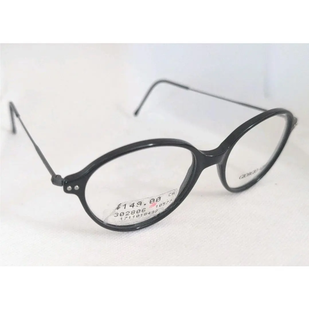 Vintage  374 181 Black Round Eyeglasses Frame 49-16-140 Nos Italy by Giorgio Armani