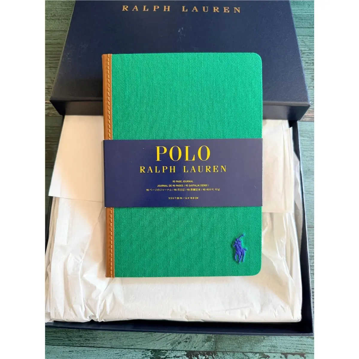BN Polo Ralph Lauren Signature Embroidered Pony Notebook Green/blue