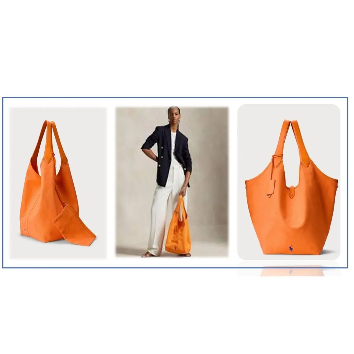 Polo Ralph Lauren Orange Peel Play Canvas Large Tote-removable Zip Pouch