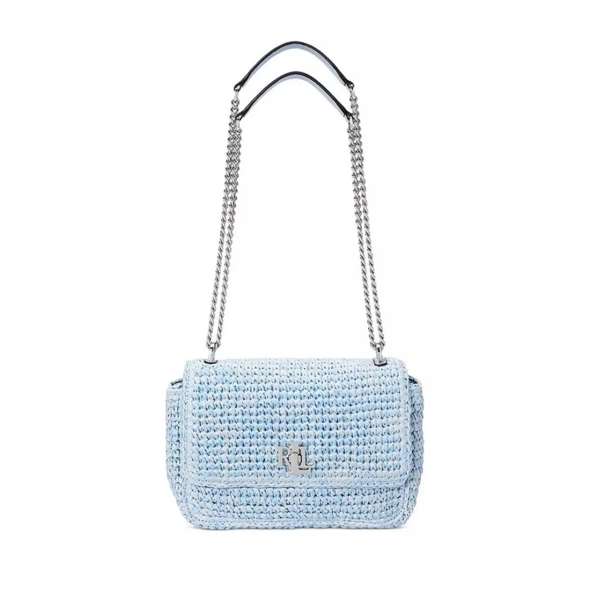 Lauren  Mélange Woven Straw Medium Sophee Bag In Cornflower by Ralph Lauren