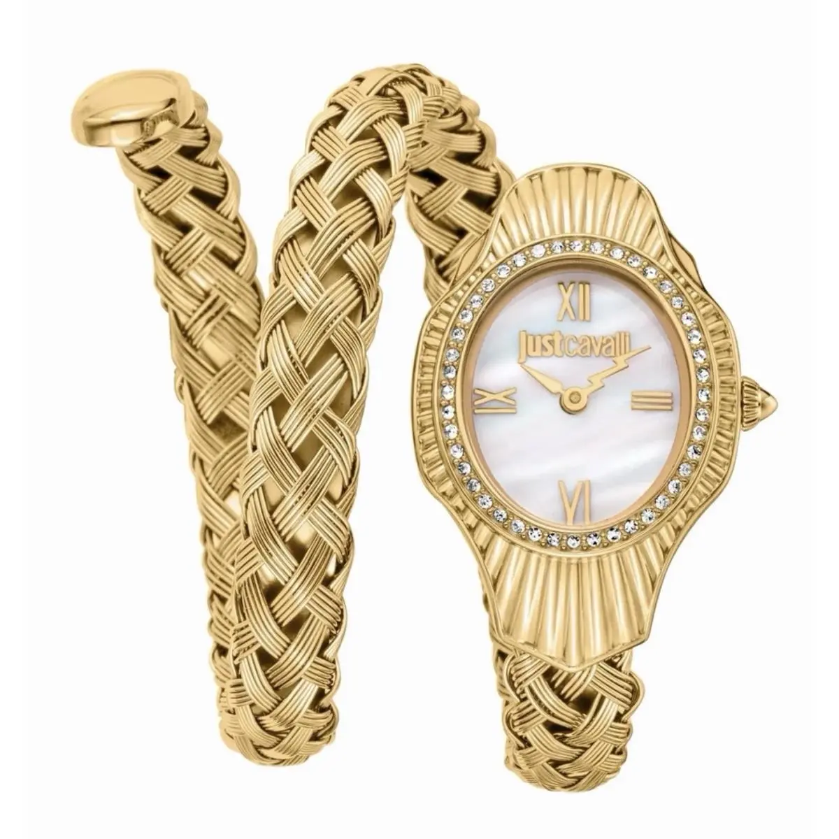 Signature Snake Twined Rose Gold and Mop Ladies Watch JC1L305M0045 by Just Cavalli