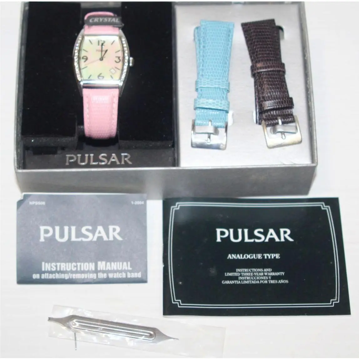 PDX989 Mother Of Pearl Quartz Ladies Watch VX32-X310 w/ 3 Bands Box by Pulsar
