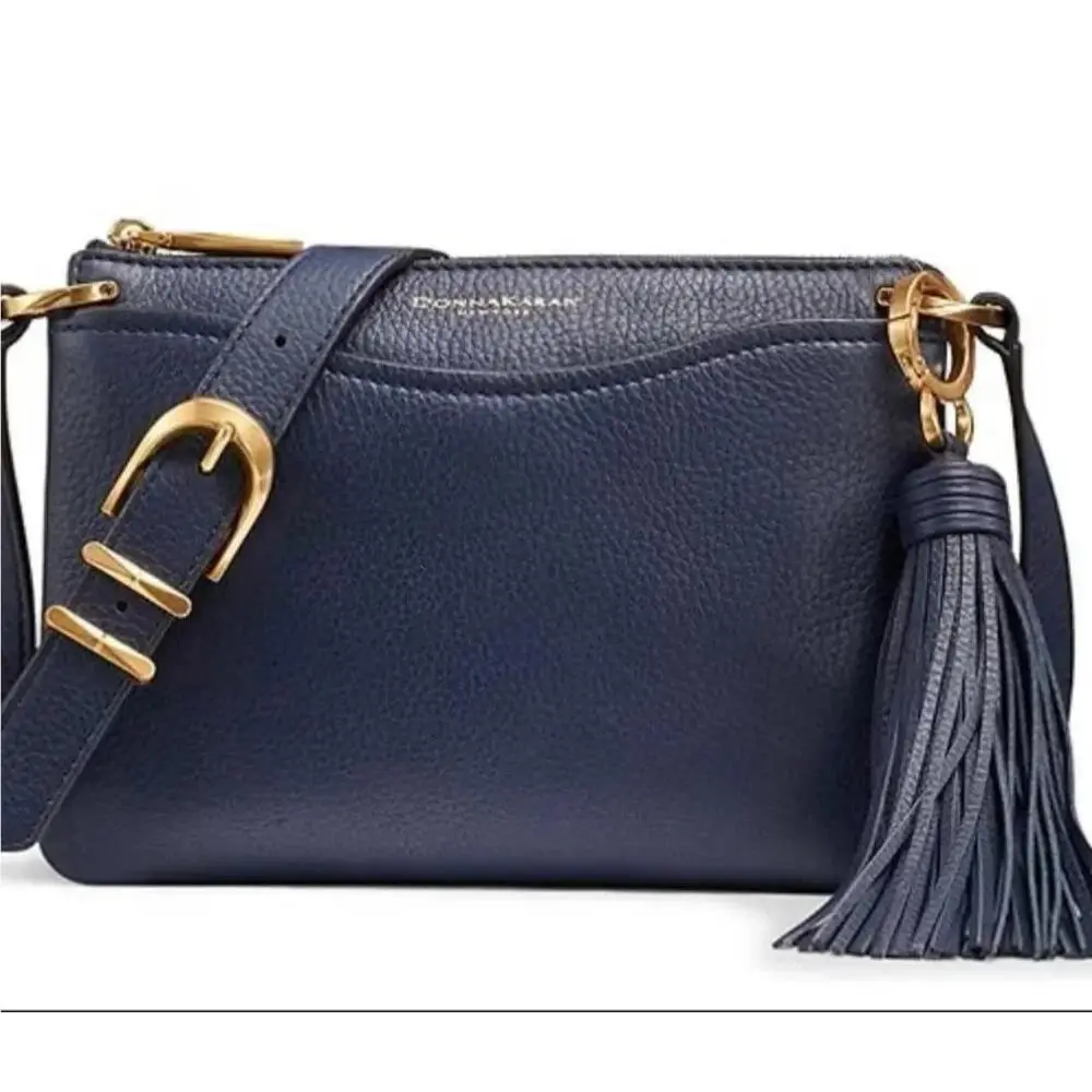 Donna Karan York Glenwood Crossbody Navy Gold