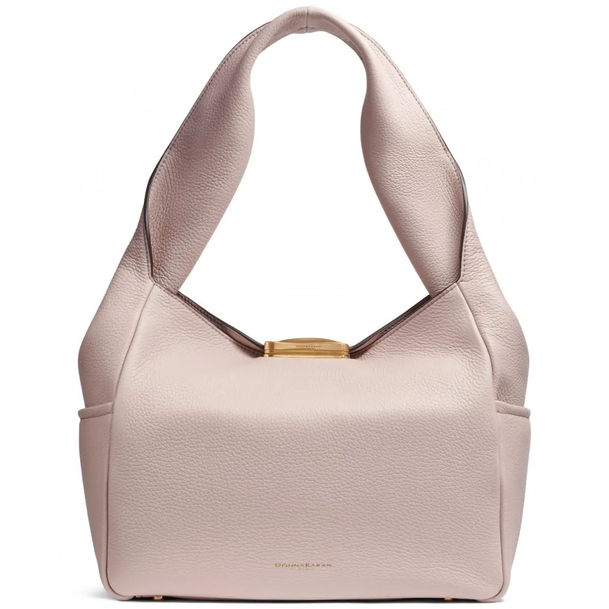 Donna Karan N Y Amagansett Leather Shoulder Bag Shadow Grey Gold