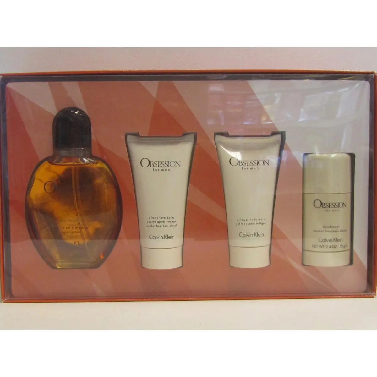 Obsession Calvin Klein Men 4 Pieces Set 4 oz Eau de Toilette Spray Older Version