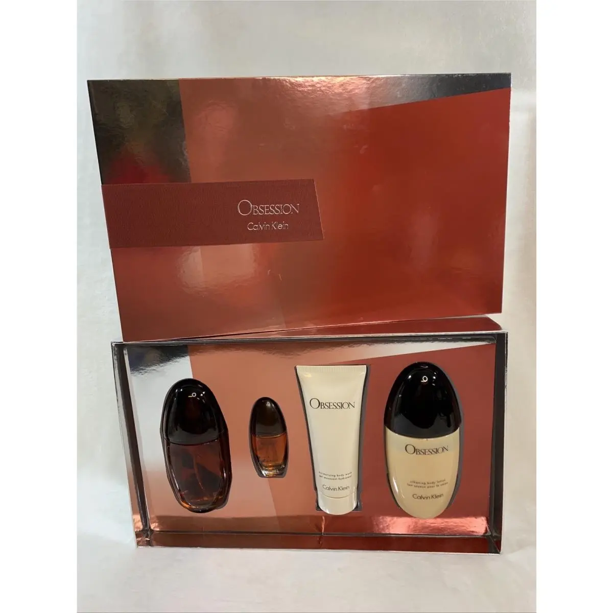 Vintage Obsession Calvin Klein Perfume Body Lotion 4 Pc Gift Set Parfum Wash