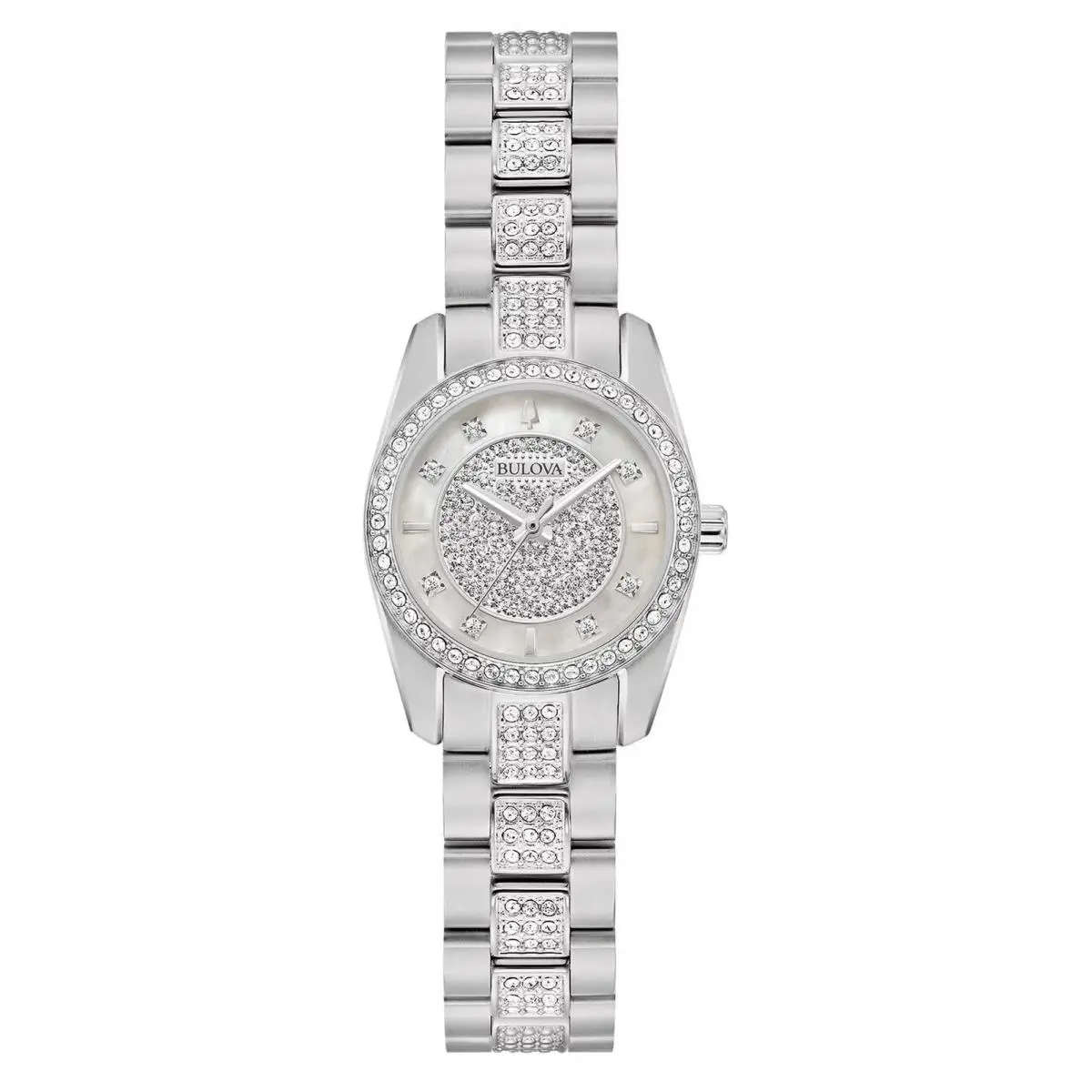 Bulova Mother-of-pearl Wristwatch with 236 Crystal Accents Silver Stainless
