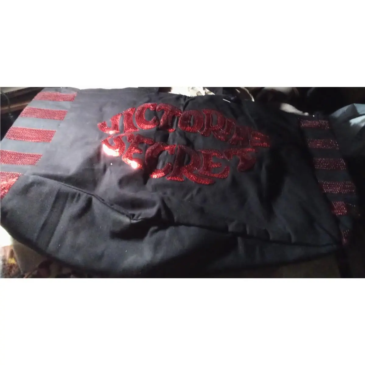 Victoria Secret Black/red Logo Sequin Zipper Tote by Victoria's Secret