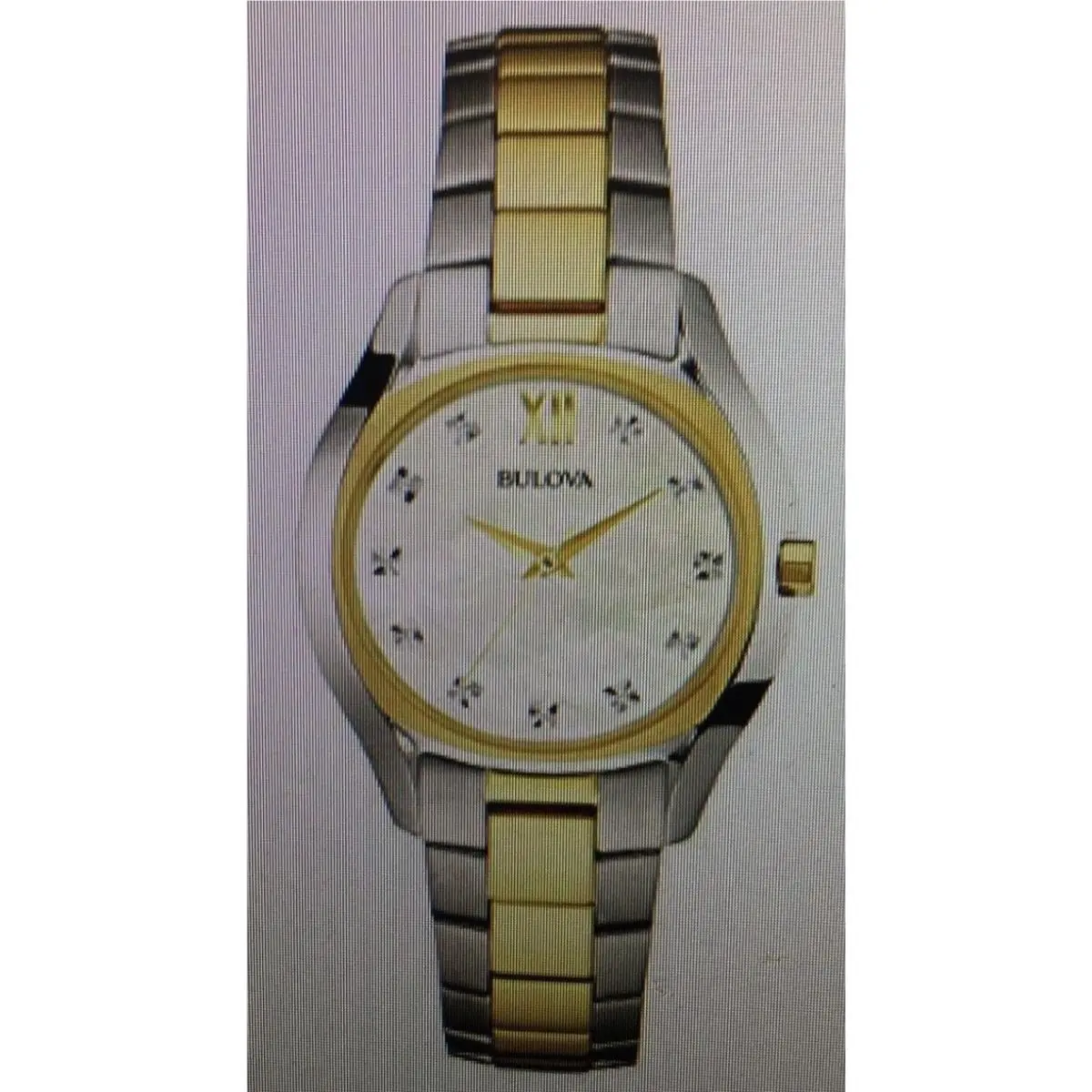 Bulova 98P145 Two Tone Mother of Pearl Diamond Dial Ladies Watch