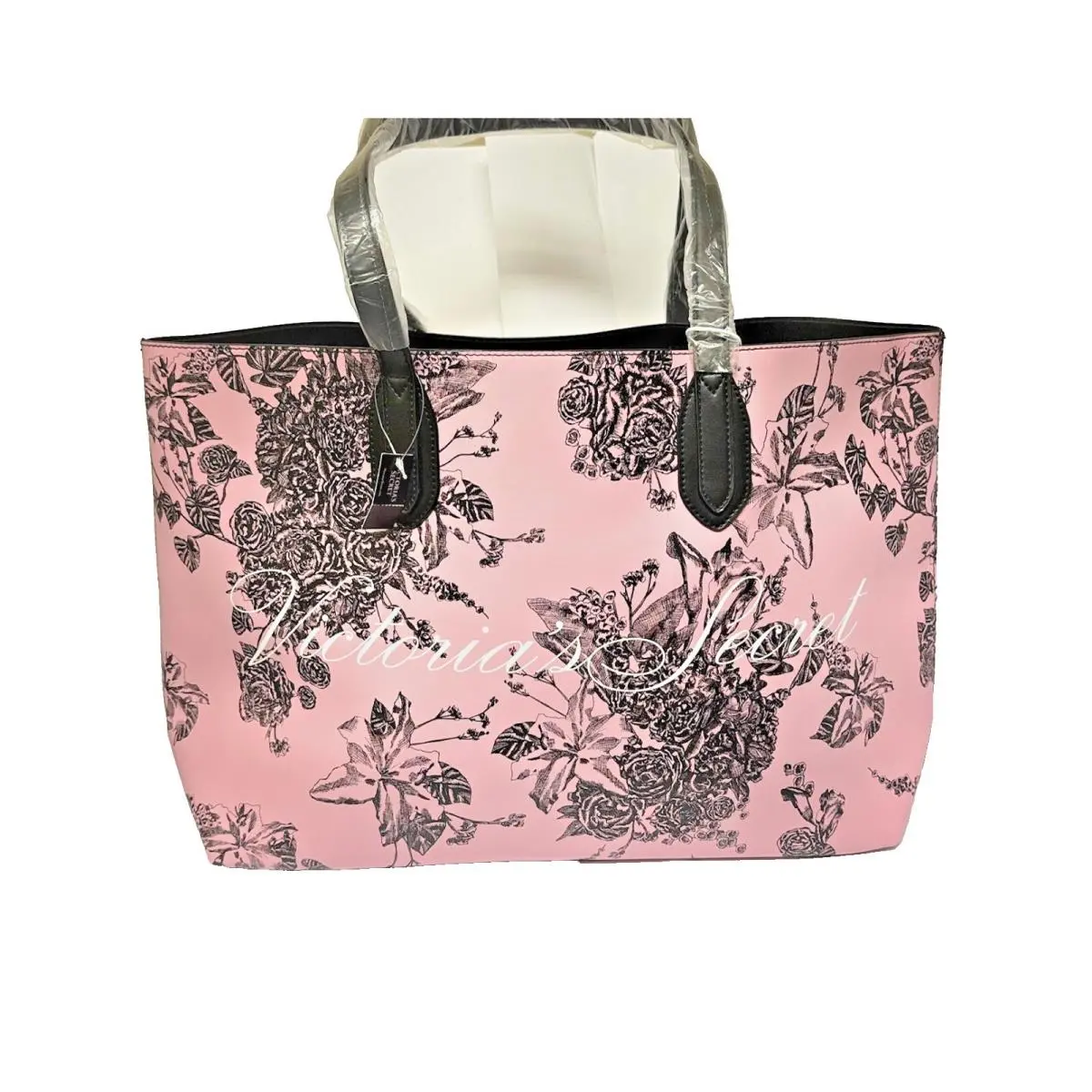 Victoria`s Secret Tote Pink Floral Design 16 x 11.5 x 5 Gift w/ Purchase