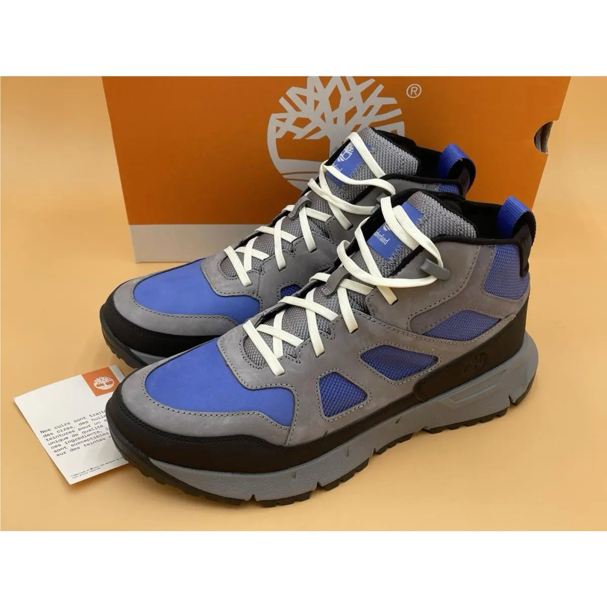 Size 10M Timberland Men Voyager Valley Mid Lace Sneakers Bright Blue Nubuck Shoe