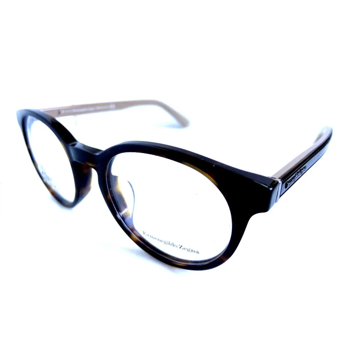 Ermenegildo Zegna EZ 5024-F 056 Asian Fitting Round Men`s Eyeglasses Frame - Frame: Brown