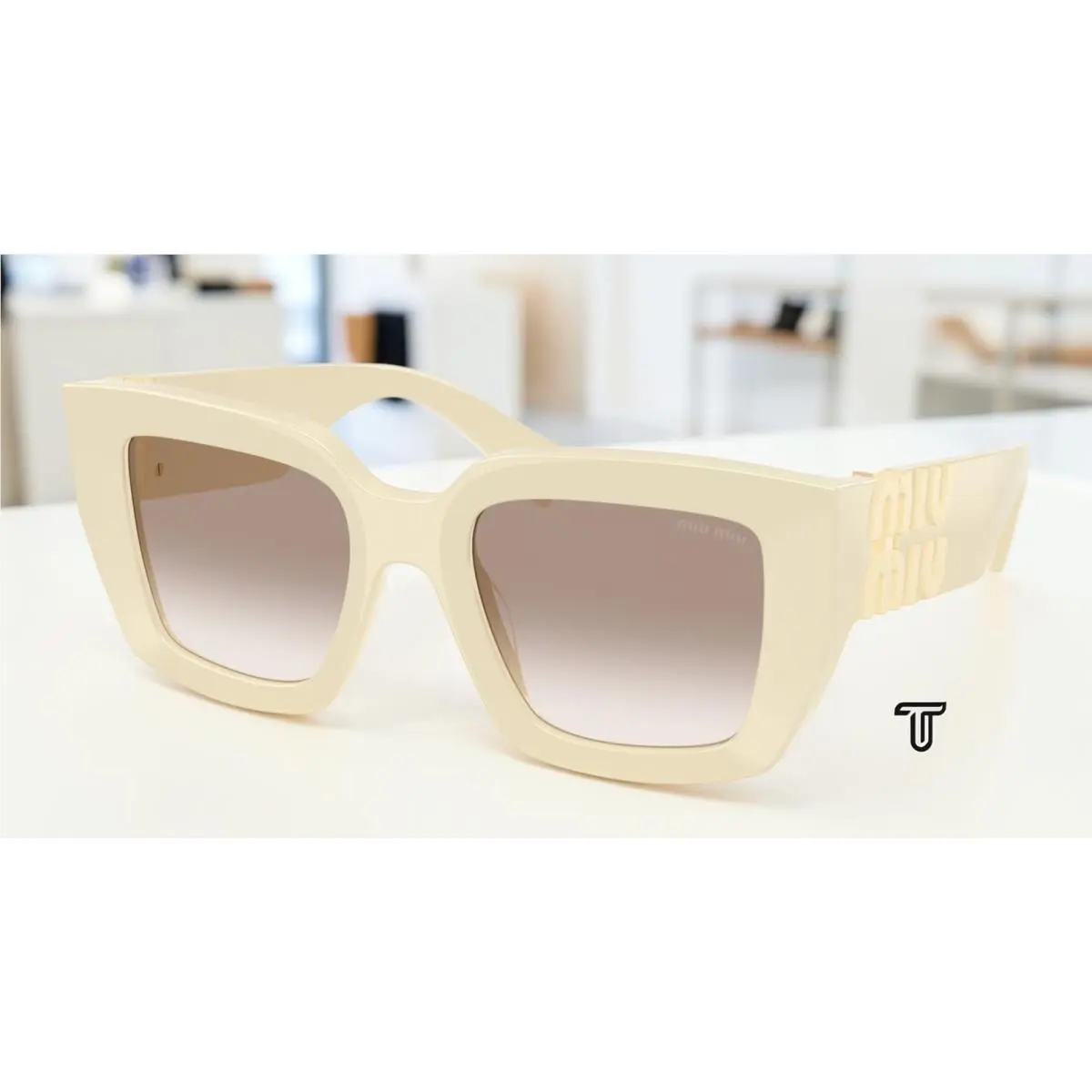 Miu Miu MU B05S 21D90L Milk Clear Gradient Brown 51 mm Women`s Sunglasses