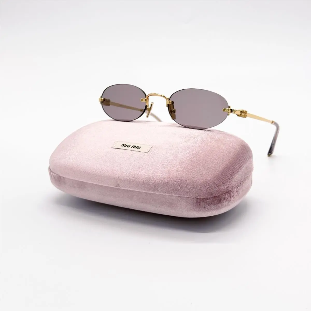 Miu Miu MU A54S Sunglasses Oval Purple Gold MUA54S 5AK20I