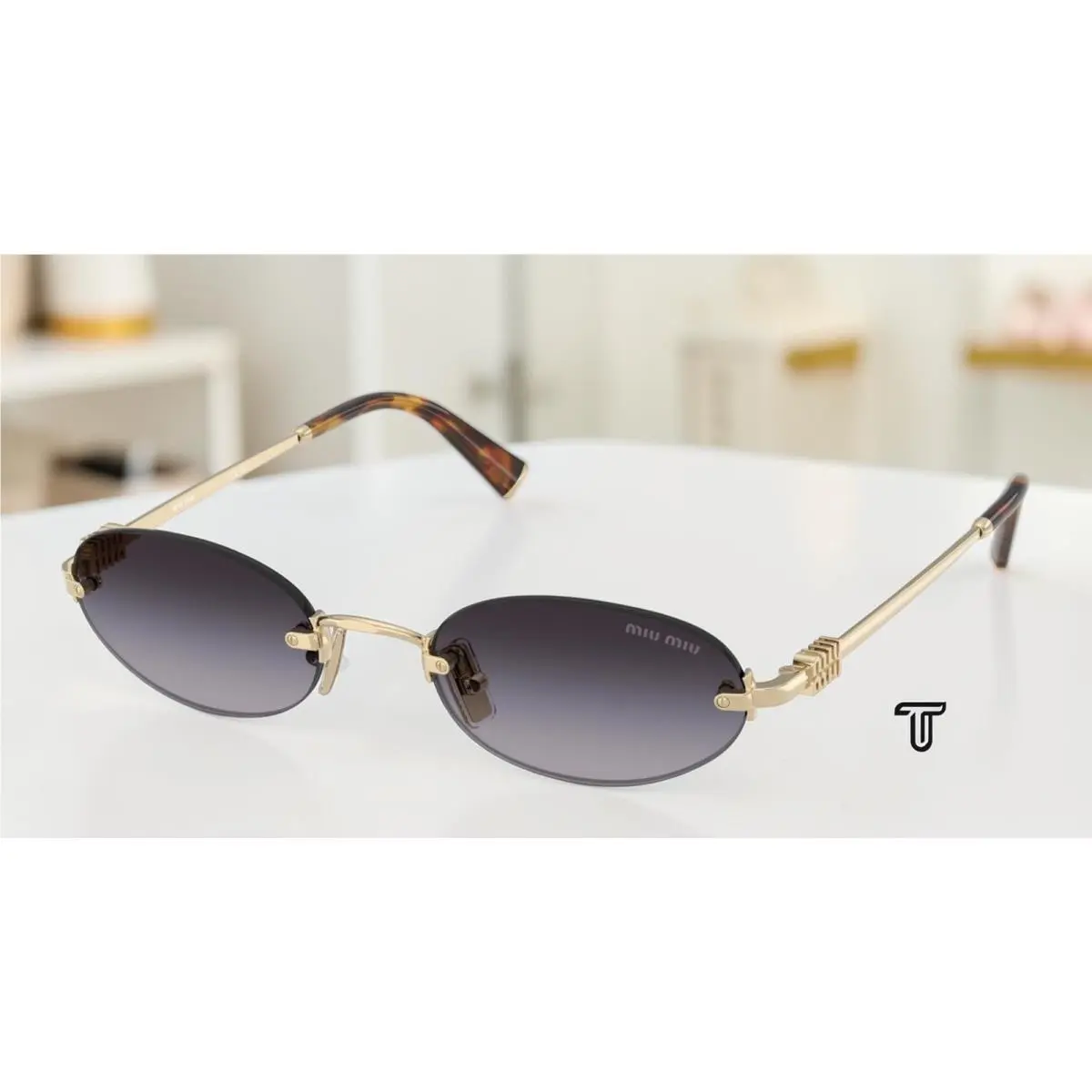 Miu Miu MU A54S ZVN5D1 Pale Gold Grey Gradient 51 mm Women`s Sunglasses