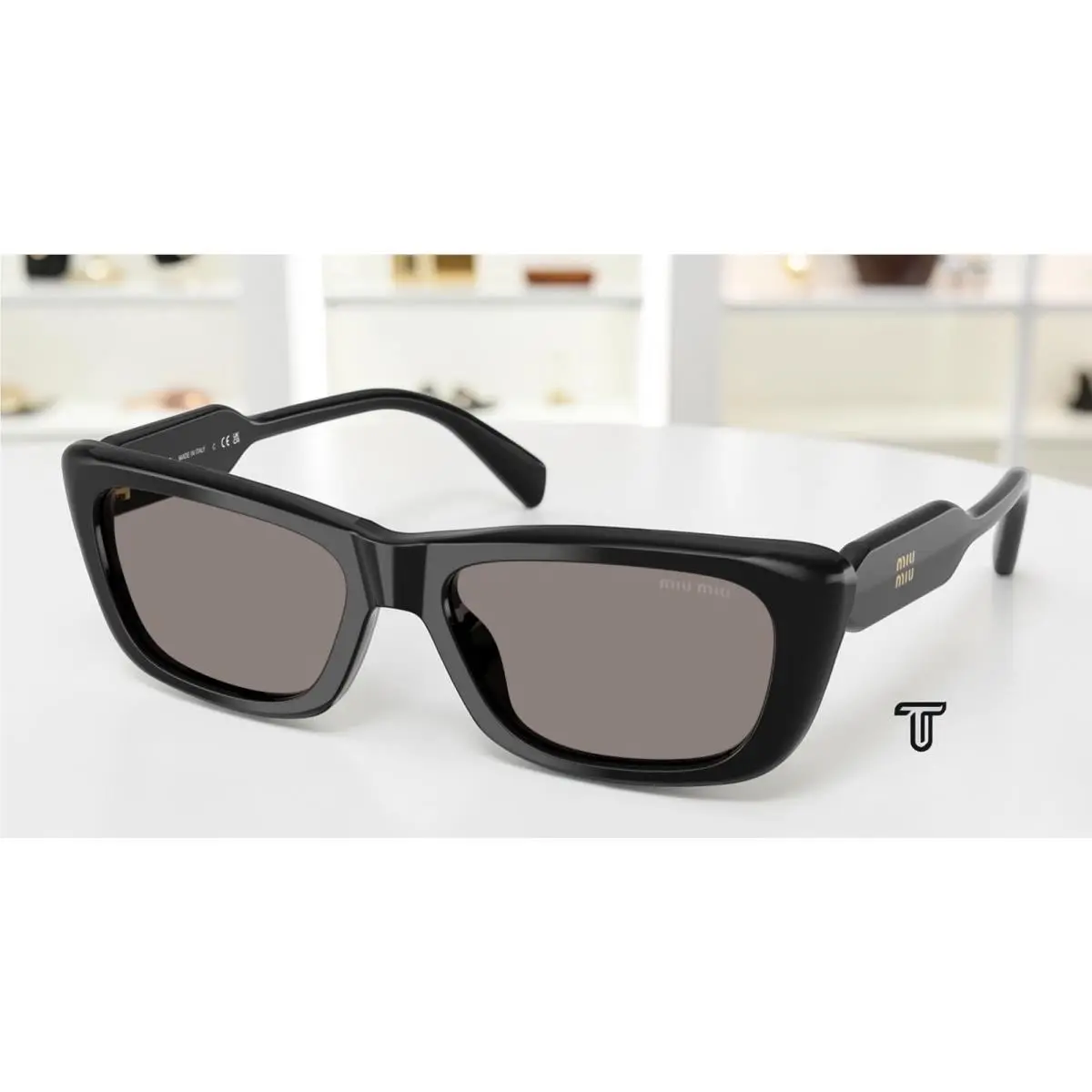 MU B12SF 16K80Q Black Dark Grey 56 mm Women`s Sunglasses by Miu Miu