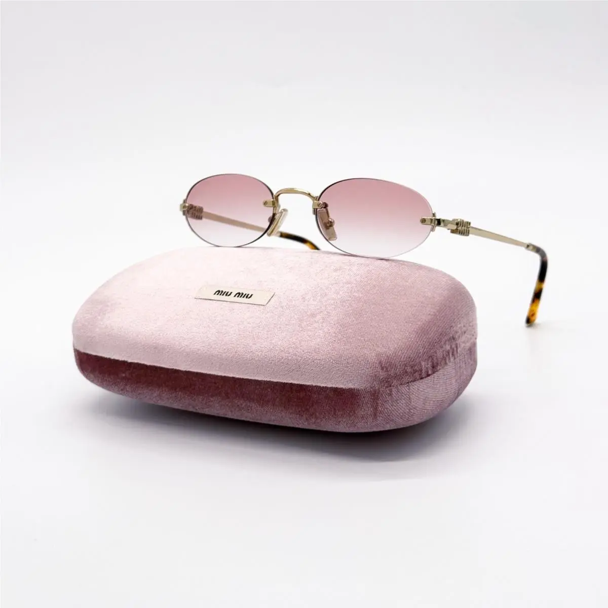 MU A54S Sunglasses Oval Pink Gold MUA54S ZVN70O by Miu Miu