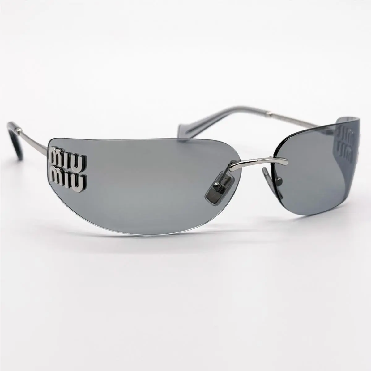 Miu Miu MU A51S Silver Gray Shield Sunglasses MUA51S 1BC10Y