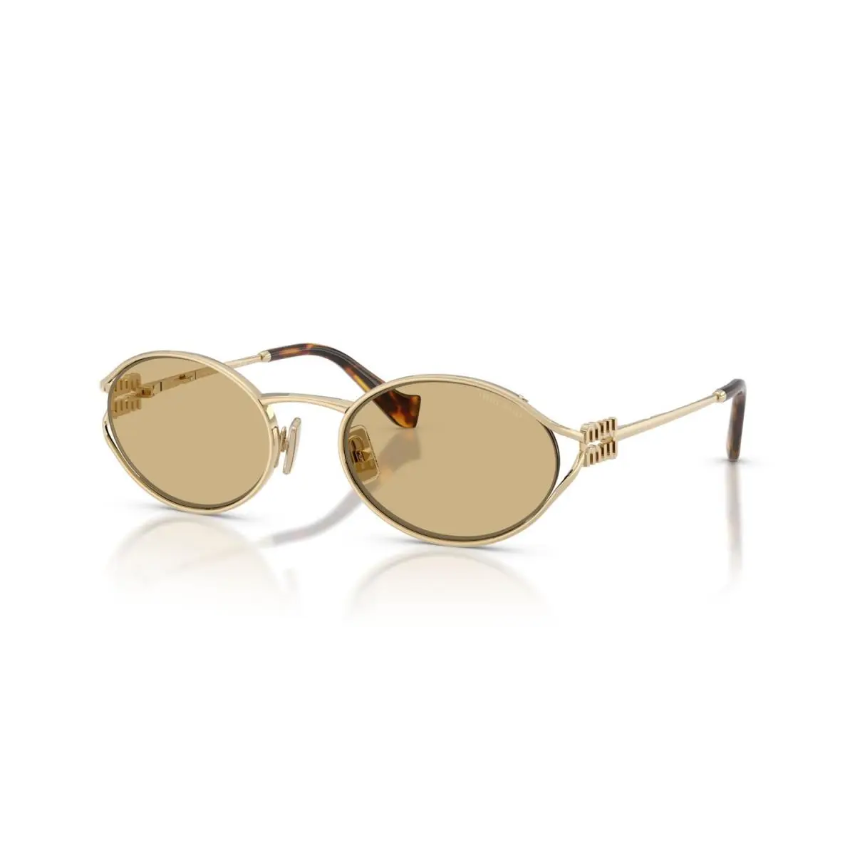 MU 52YS ZVN10R Oval Sunglasses 54mm Pale Gold / Yellow Lens by Miu Miu