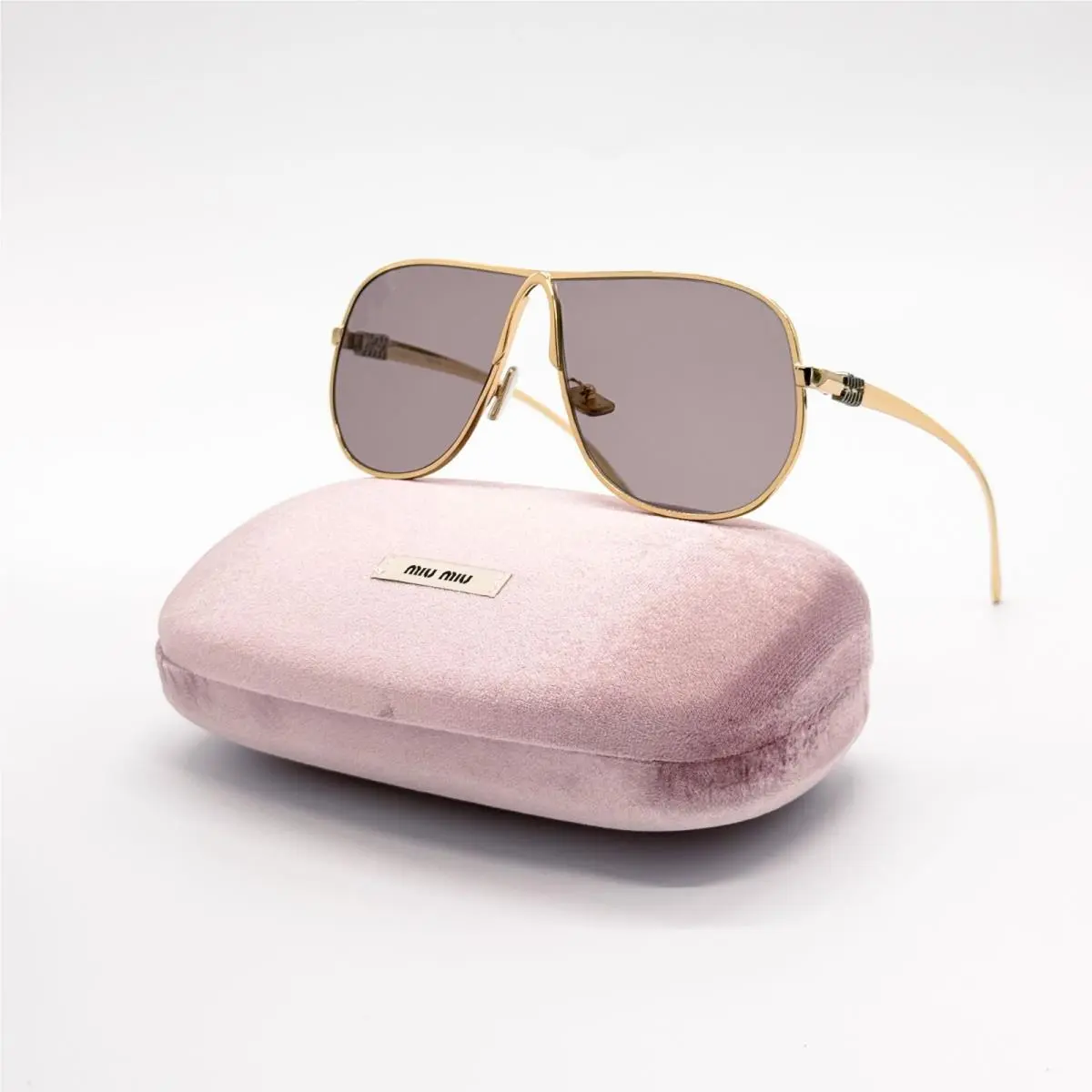 MU A56S Oversized Gold Purple Sunglasses MUA56S 5AK20I by Miu Miu