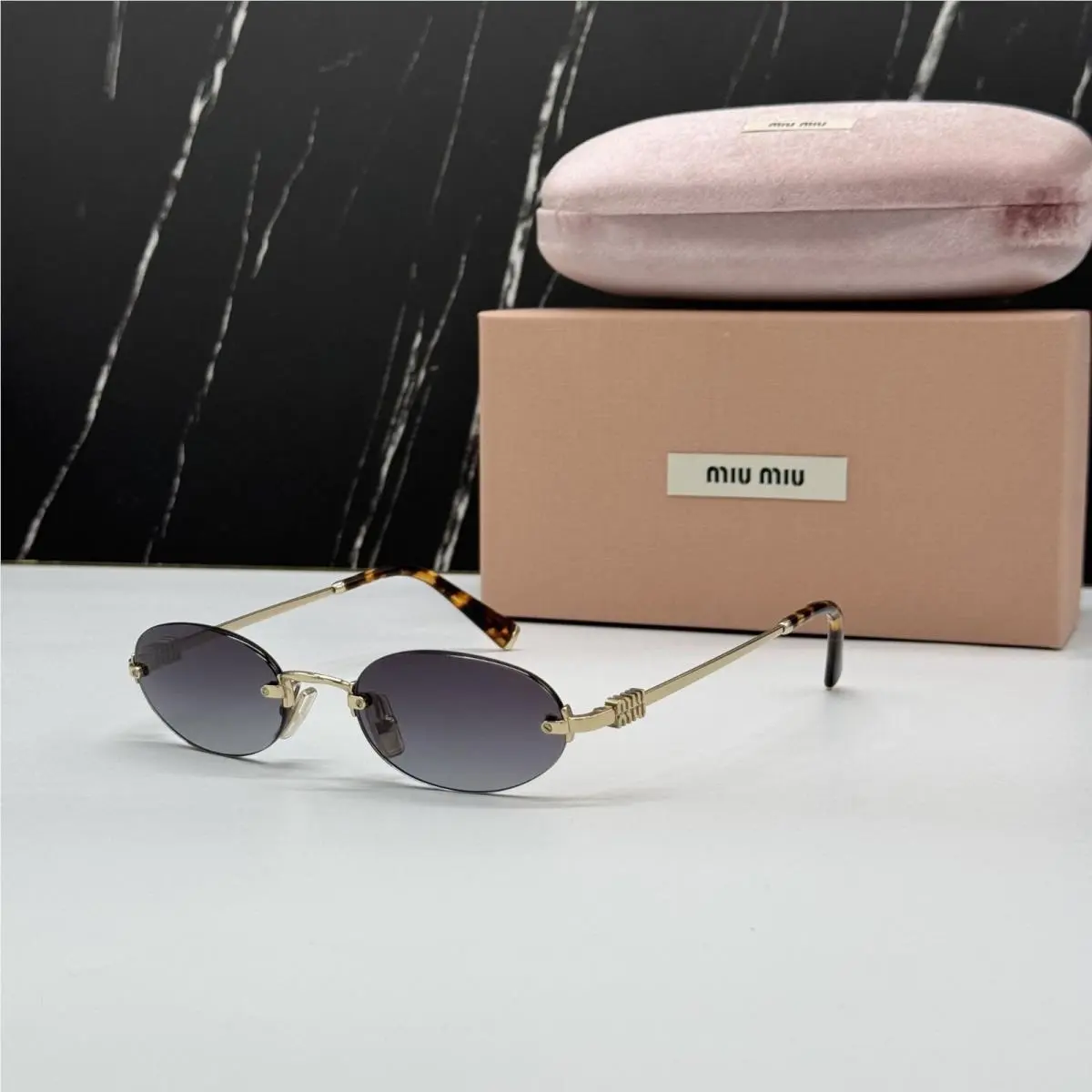MUA54S ZVN5D1 Gold Gray Women Round Sunglasses  MU A54S by Miu Miu