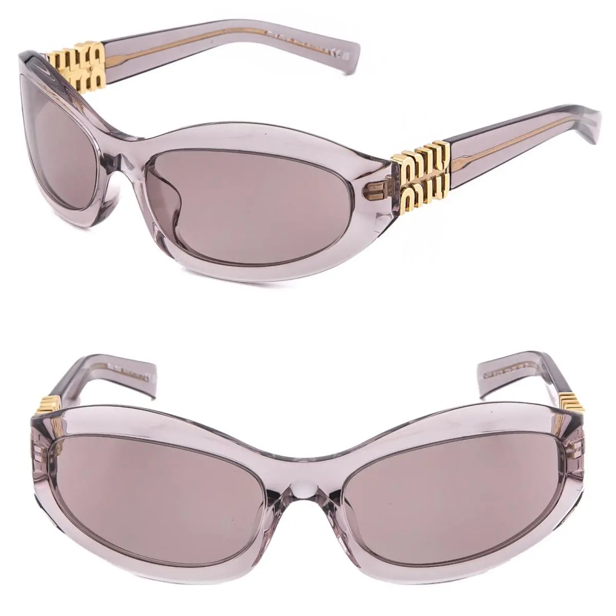 Miu Miu Glimpse Logo MU14ZS Crystal Pink Wrap Mask Luxury Unisex Sunglass 14Z