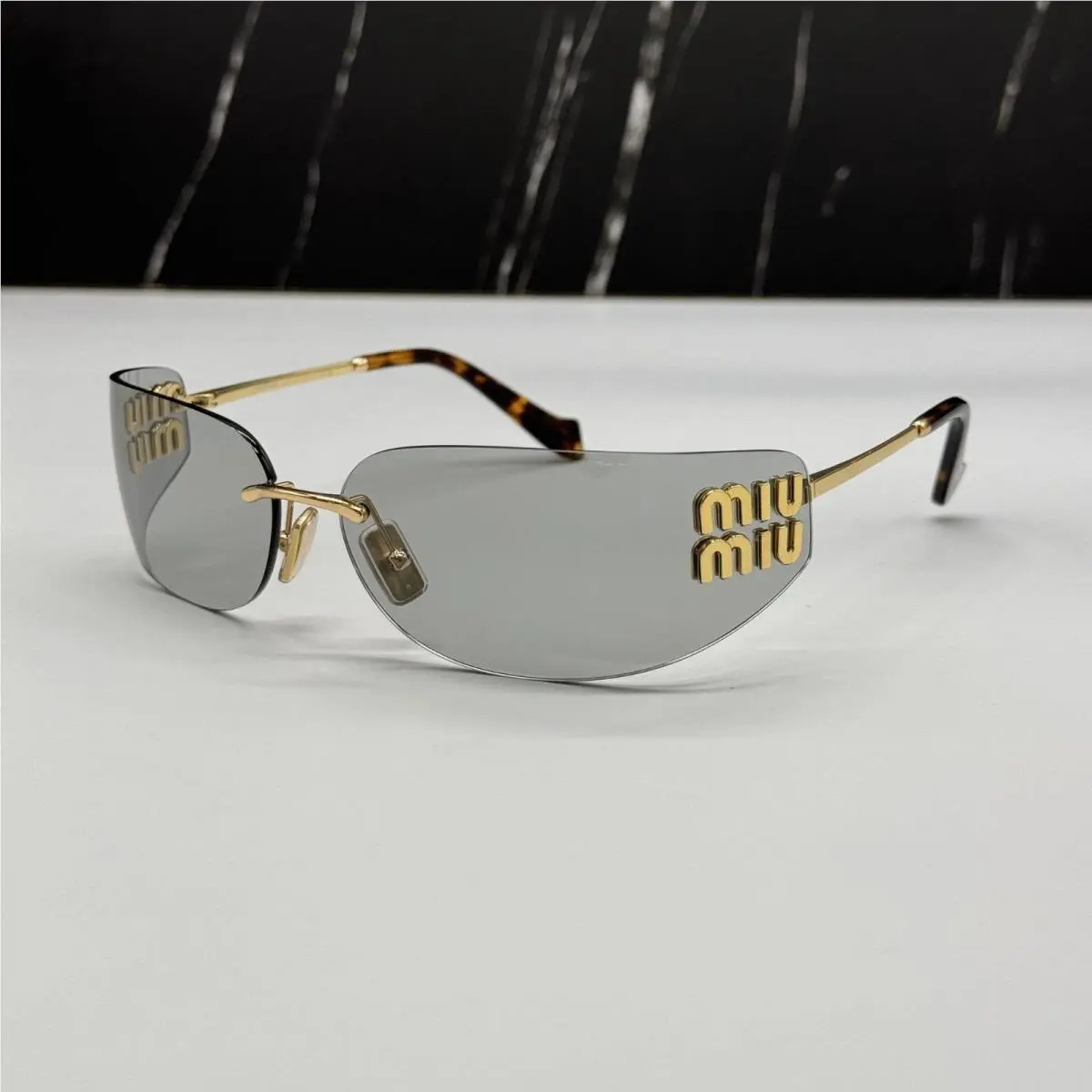 Miu Miu MUA51S 5AK50K Silver Gold Shield Sunglasses Mua 51S