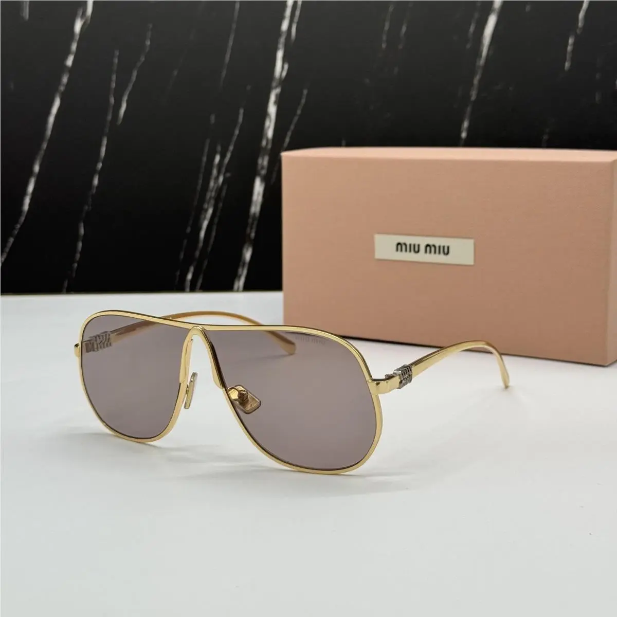 Miu Miu MUA56S 5AK20I Oversized Women Purple Gold Sunglasses Mua 56S