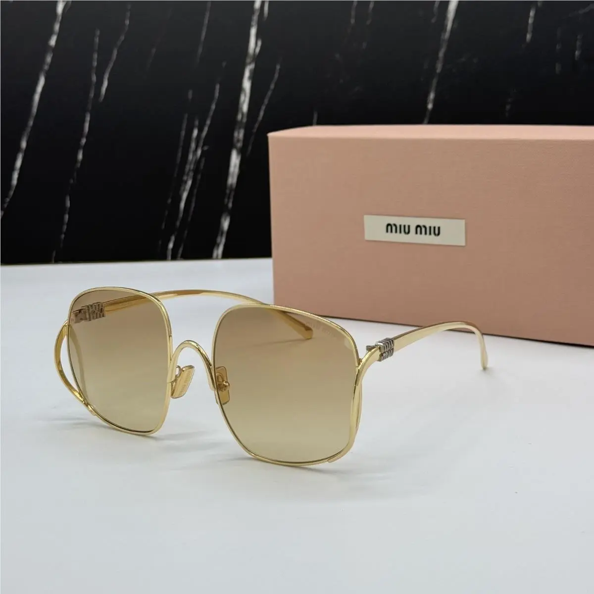 MUA57S 5AK20S Oversized Gold Yellow Sunglasses MU A57S by Miu Miu
