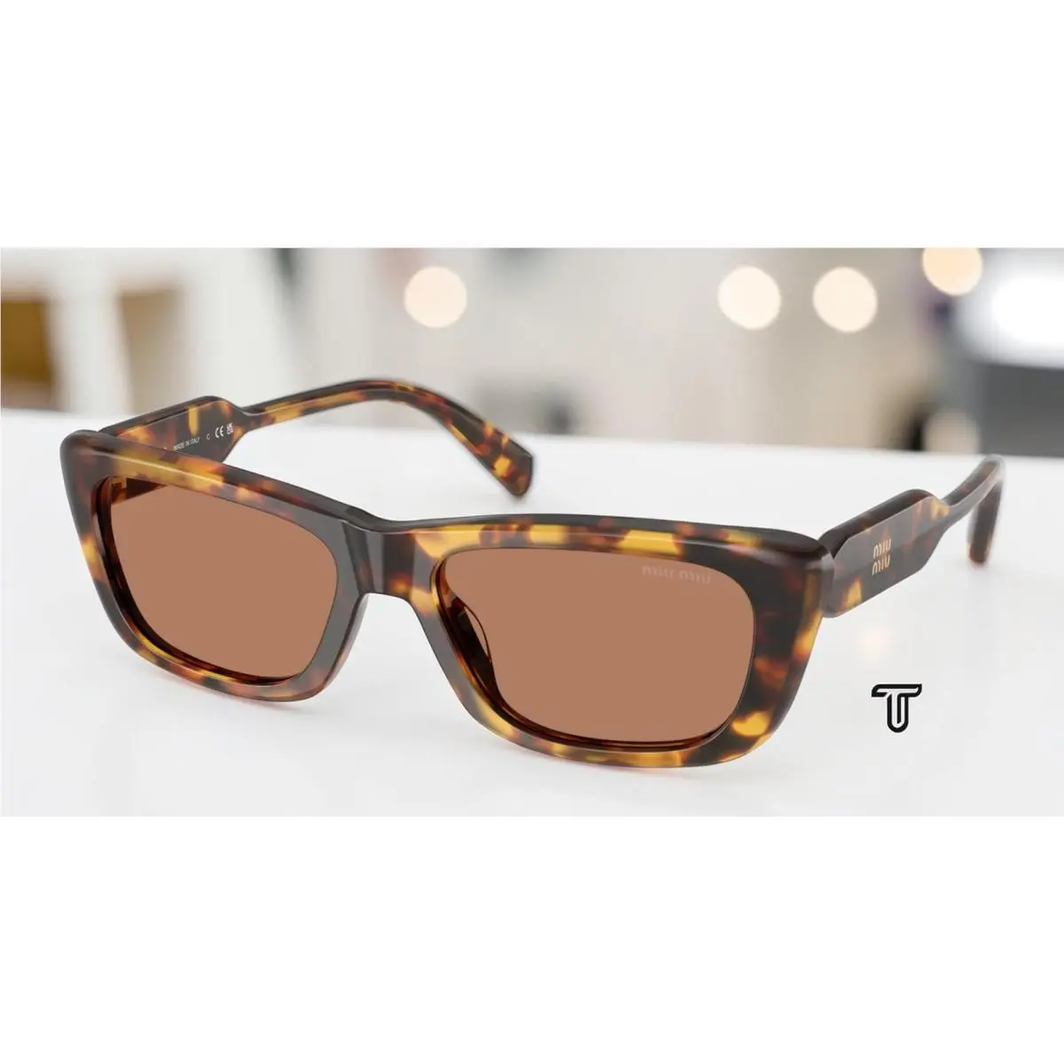 MU B12SF 14L20D Honey Havana Solid Brown 56 mm Women`s Sunglasses by Miu Miu