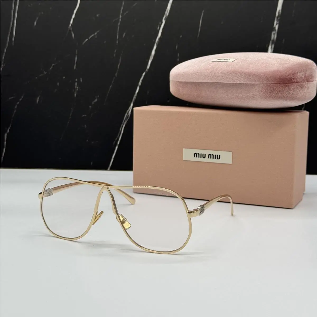 Miu Miu MUA56S 5AK08N Sunglasses Gold Women MU A56S Smu A56 Eyewear