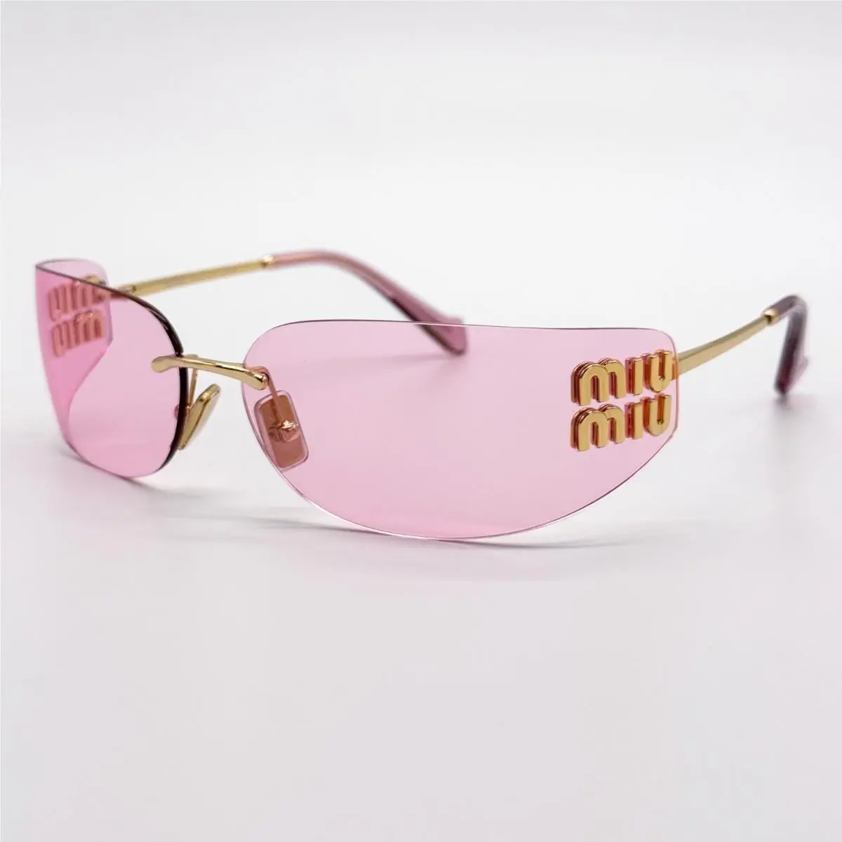 Miu Miu MU A51S Gold Pink Shield Sunglasses MUA51S 5AK90Y